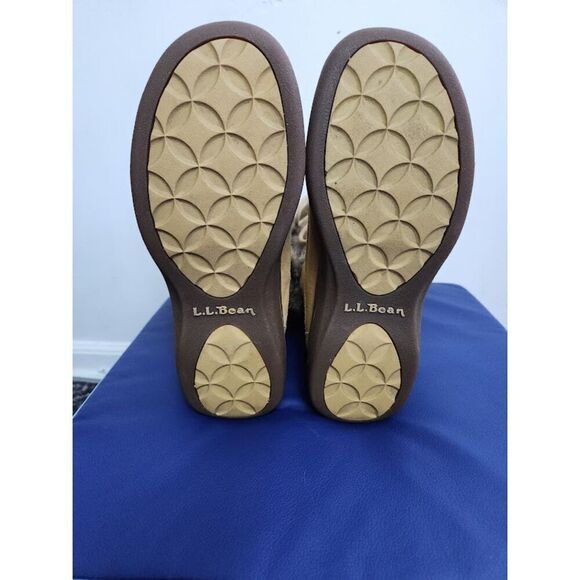 L.L. Bean Women Tan Brown Suede w/Faux Fur Waterproof Tall Lace Up Boots sz 8.5 - Picture 8 of 11